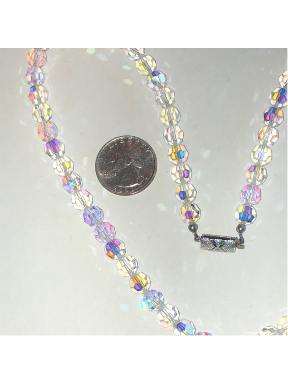 Vintage Aurora Crystal Beaded Boho Necklace - Picture 3 of 7